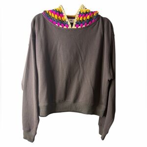Natural Life Multicolor Knit Trim Top